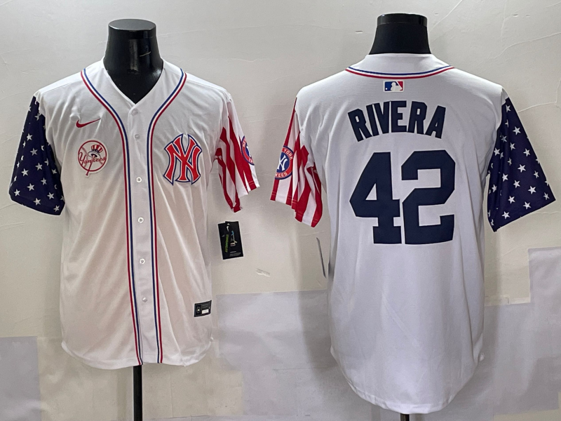 Men 2025  MLB New York Yankees #42 Rivera white jersey style 6->new york yankees->MLB Jersey